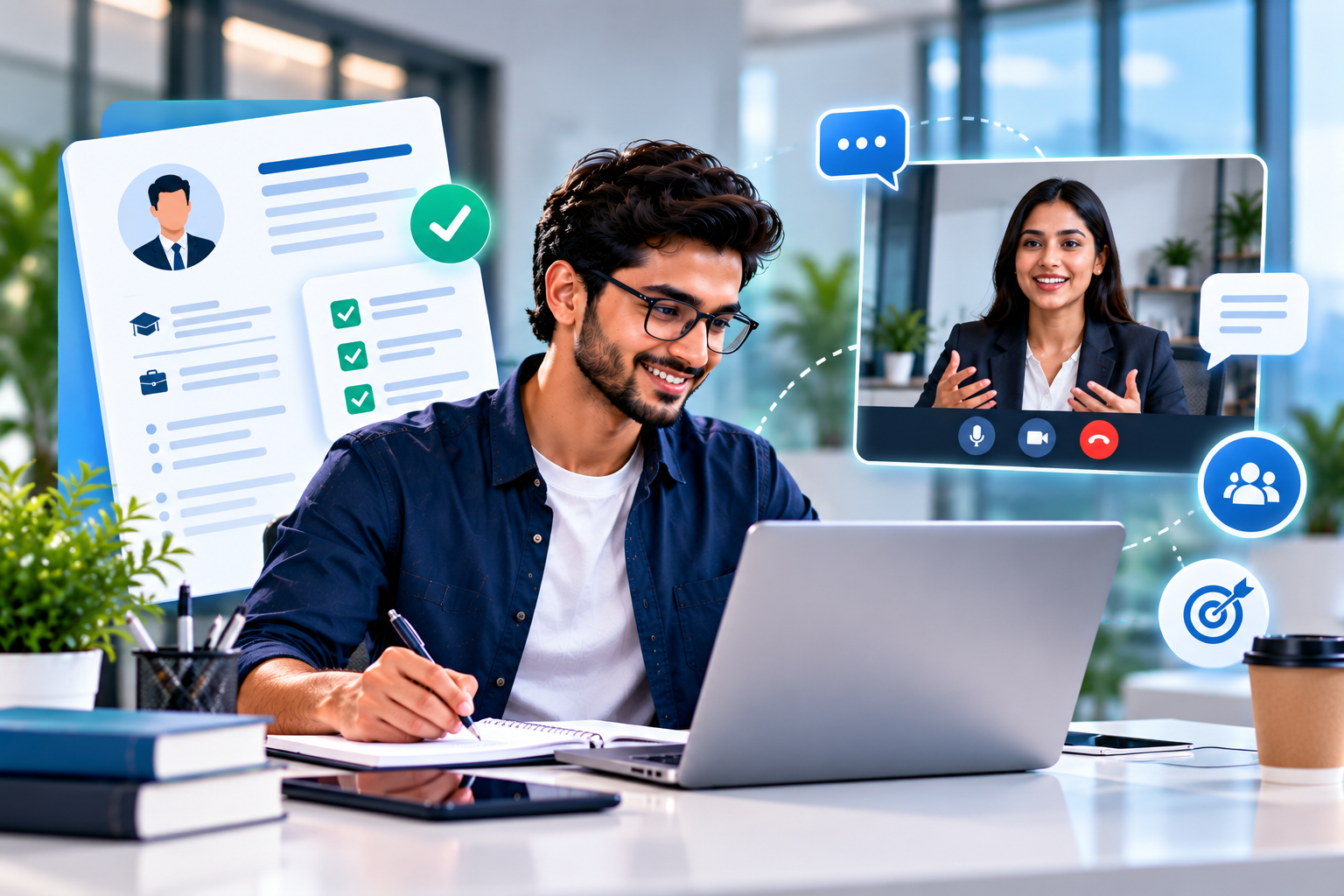 Resume coaching and interview support in a modern office